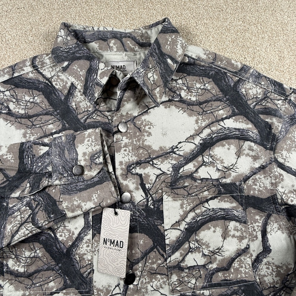 Nomad Craft Flow Mens M Tree Camo Canvas Shirt Jacket Dusty Olive‎ E-BOXER-MN